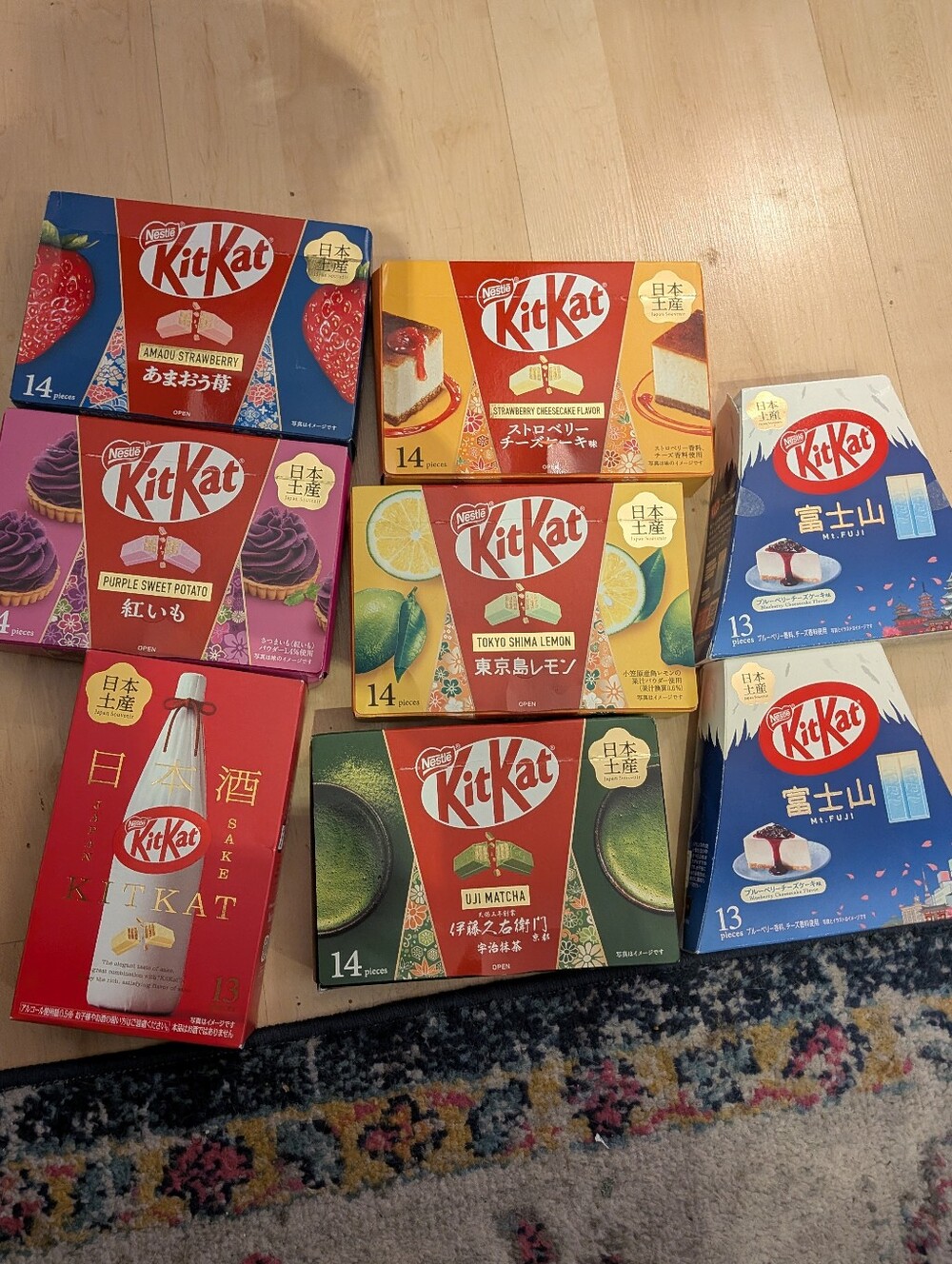8 Empty Japanese Kit Kats Boxes. Collectable Unique Candy Ephemeral
